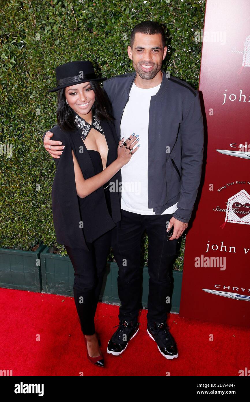 Actress Kat Graham (L) and Cottrell Guidry attend the John Varvatos 11th  Annual Stuart House Benefit, presented by Chrysler, Kids Tent by Hasbro  Studios, an outdoor charity concert and family day to, image size:866x1390