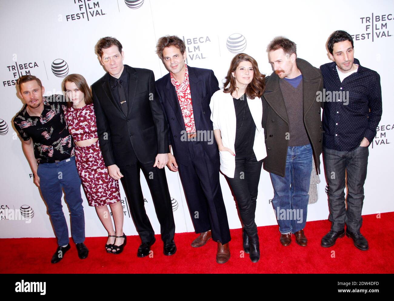 Brian Geraghty, Isabelle McNally, Benjamin Wood, Ivan Martin, Marisa Tomei, Sam Rockwell and Michael Godere attend the 'Loitering With Intent' Tribeca Film Festival premiere at the SVA Theater in New York City, NY, USA, on April 18, 2014. Photo by Donna Ward/ABACAPRESS.COM Stock Photo