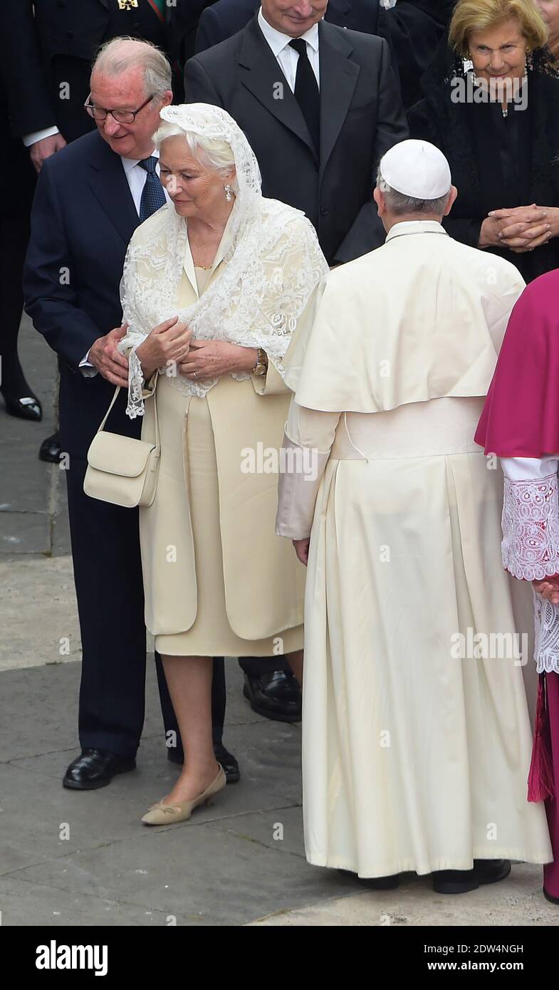 Paola and Albert of Belgium with pope Francis at the end of the ceremony of canonisation of popes John Paul II and John XXIII at the Vatican on April 27, 2014. Photo by Eric Vandeville/ABACAPRESS.COM Stock Photo