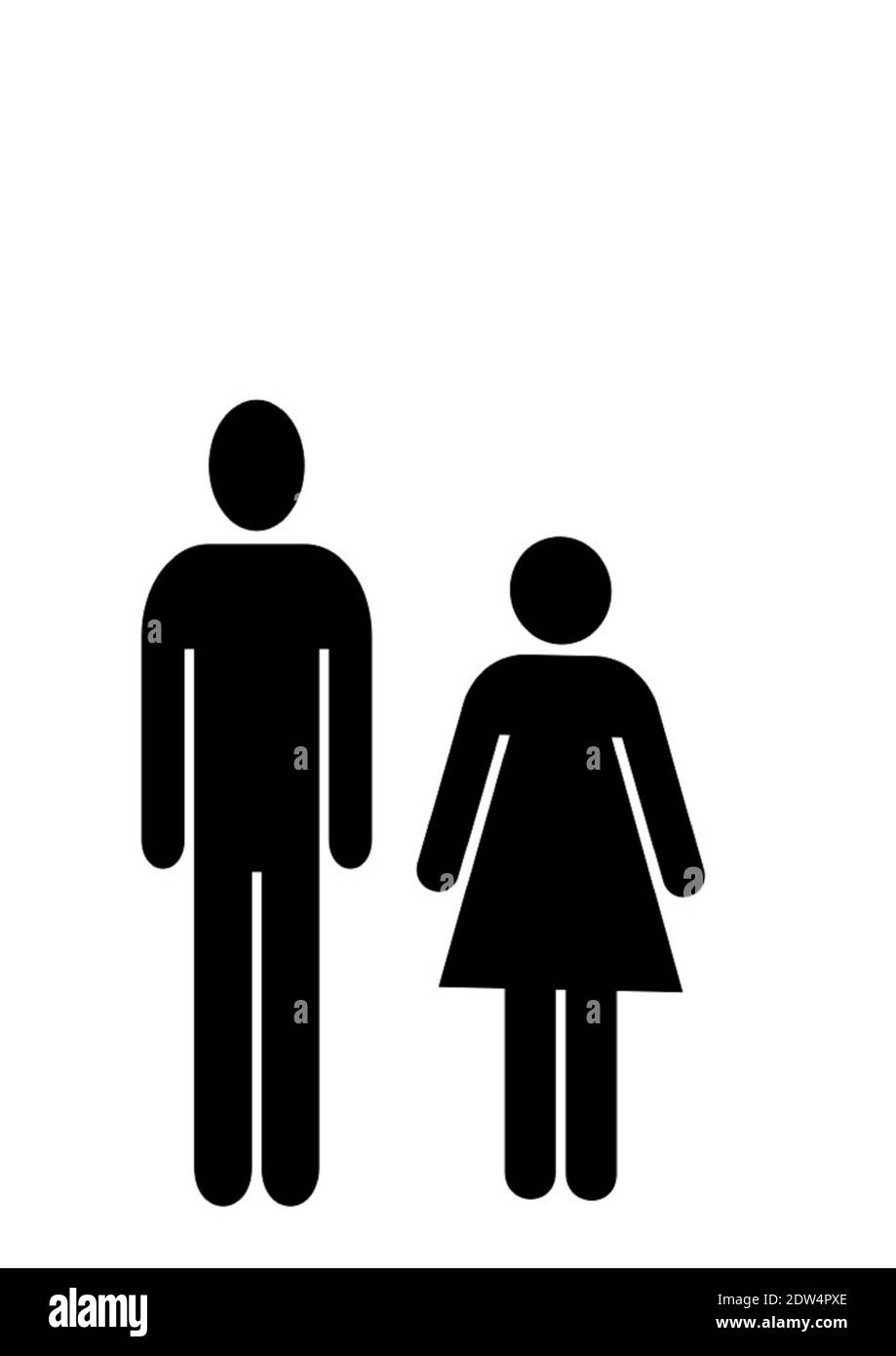 A vertical illustration of male and female icons isolated on white ...