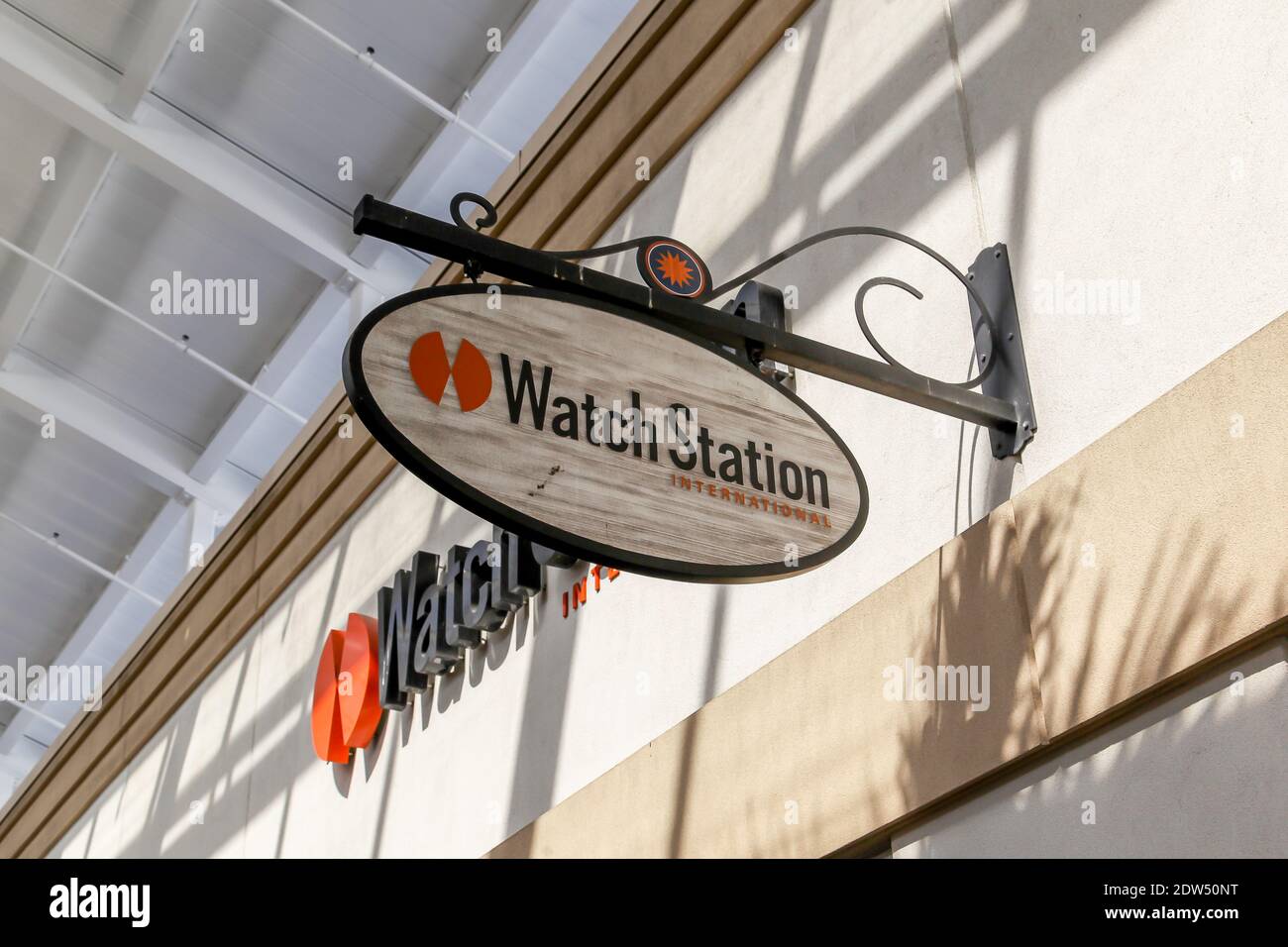 Watch Station store sign at Orlando Premium outlets mall in Florida, USA. Stock Photo