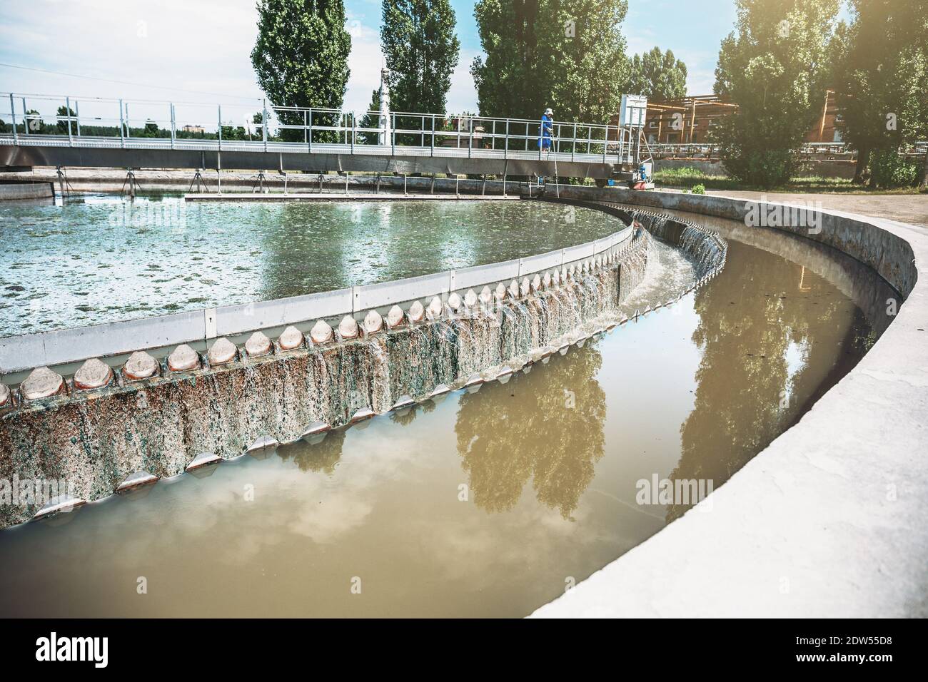 Wastewater treatment plant with round sedimentation tank Stock Photo ...