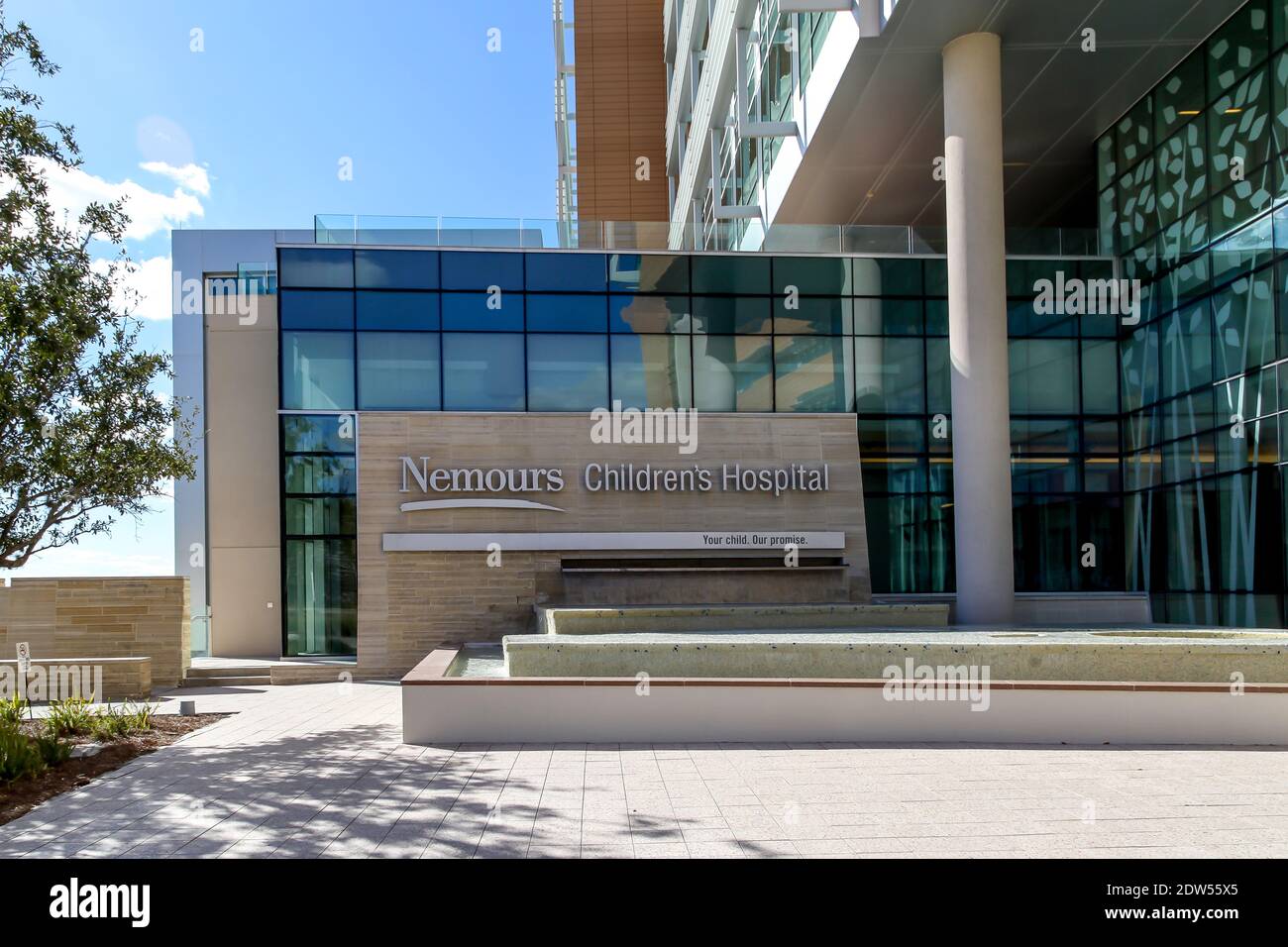 Sign of Nemours Children's Hospital at the entrance in Orlando, Florida ...