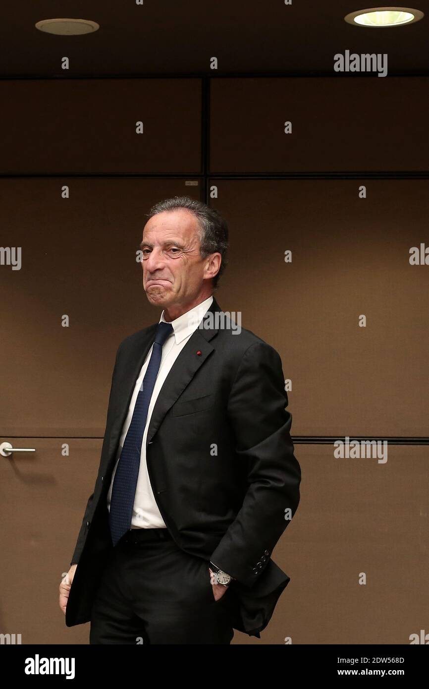 Chairman of the Board and CEO of EDF, Henri Proglio is auditioned by the board of inquiry about the cost of the nuclear die at the National Assembly, in Paris, France, on May 06, 2014. Photo by Stephane Lemouton/ABACAPRESS.COM Stock Photo