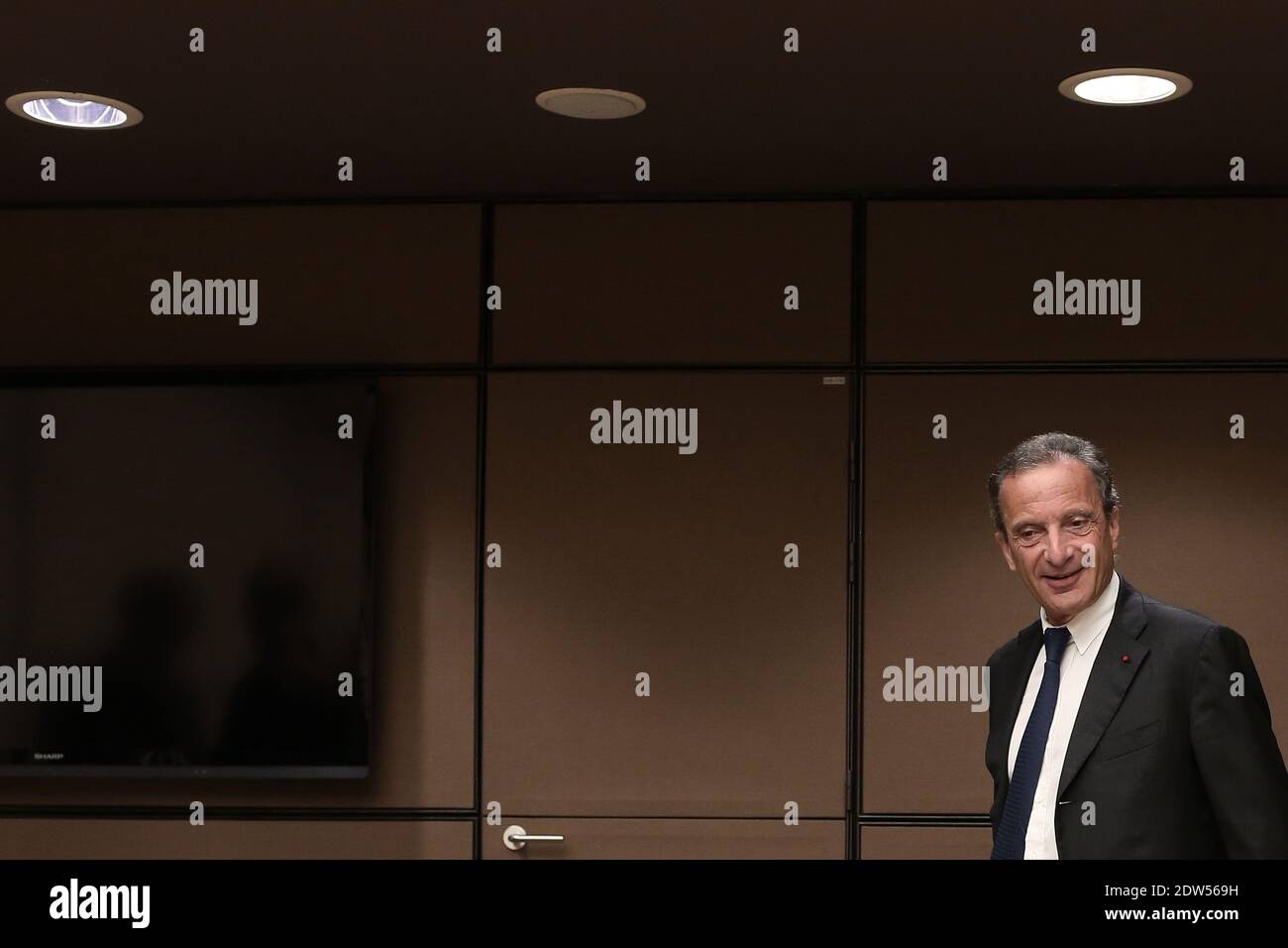 Chairman of the Board and CEO of EDF, Henri Proglio is auditioned by the board of inquiry about the cost of the nuclear die at the National Assembly, in Paris, France, on May 06, 2014. Photo by Stephane Lemouton/ABACAPRESS.COM Stock Photo