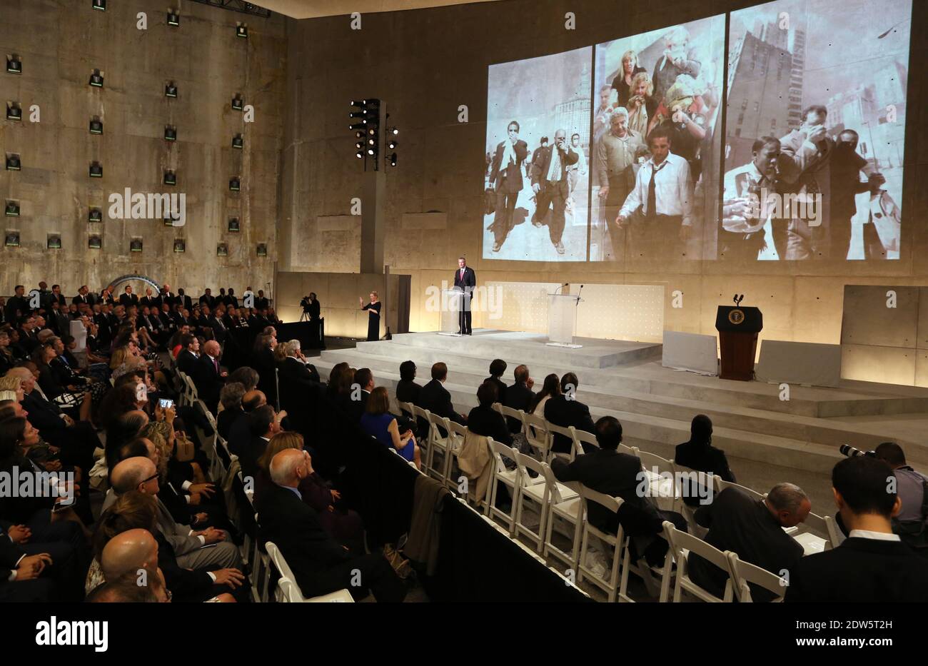 New York Mayor Bill de Blasio speaks during the dedication ceremony at the National September 11 Memorial Museum, in New York City, NY, USA, Thursday, May 15, 2014. Photo by John Munson /Pool/ ABACAPRESS.COM Stock Photo