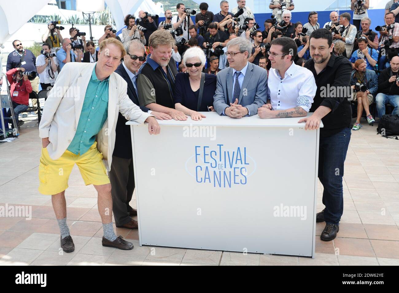 Roger Allers, Tomm Moore, Joan C Gratz, Joan Sfar, Bill Plympton, Paul Brizzi, Gaetan Brizzi posing at Homage To The Cinema D'Animation photocall held at the Palais Des Festivals in Cannes, France on May 17, 2014, as part of the 67th Cannes Film Festival. Photo by Aurore Marechal/ABACAPRESS.COM Stock Photo