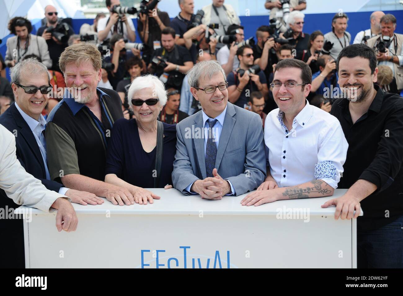 Roger Allers, Tomm Moore, Joan C Gratz, Joan Sfar, Bill Plympton, Paul Brizzi, Gaetan Brizzi posing at Homage To The Cinema D'Animation photocall held at the Palais Des Festivals in Cannes, France on May 17, 2014, as part of the 67th Cannes Film Festival. Photo by Aurore Marechal/ABACAPRESS.COM Stock Photo