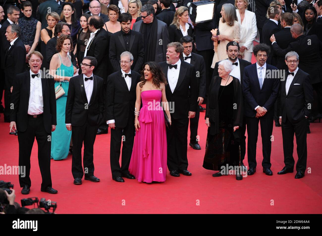 Salma Hayek, Roger Allers, Tomm Moore, Joan C Gratz, Joan Sfar, Bill Plympton, Paul Brizzi, Gaetan Brizzi arriving at Saint-Laurent screening held at the Palais Des Festivals in Cannes, France on May 17, 2014, as part of the 67th Cannes Film Festival. Photo by Aurore Marechal/ABACAPRESS.COM Stock Photo
