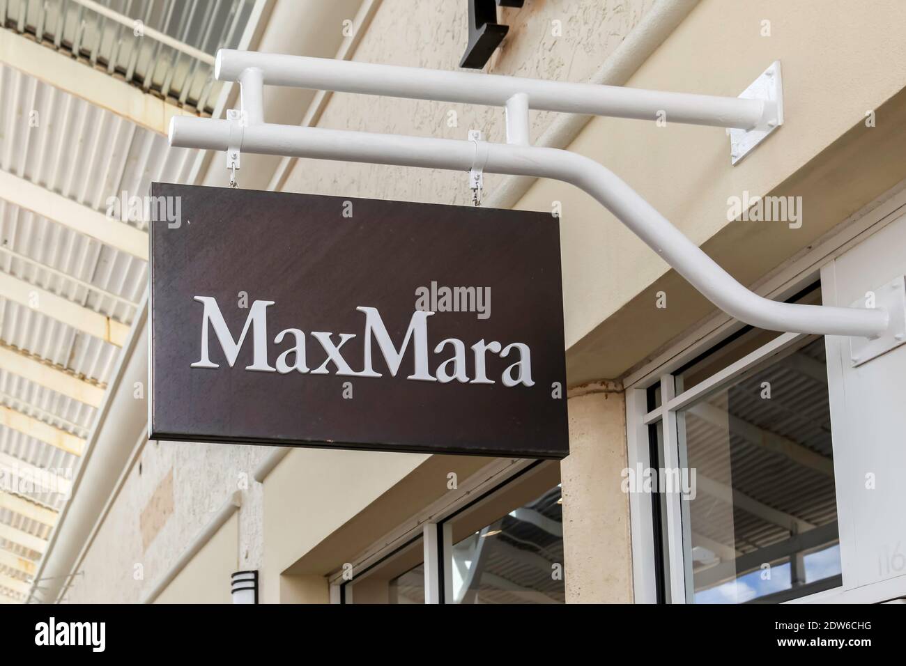 MaxMara store sign in Orlando, Florida, USA. Stock Photo