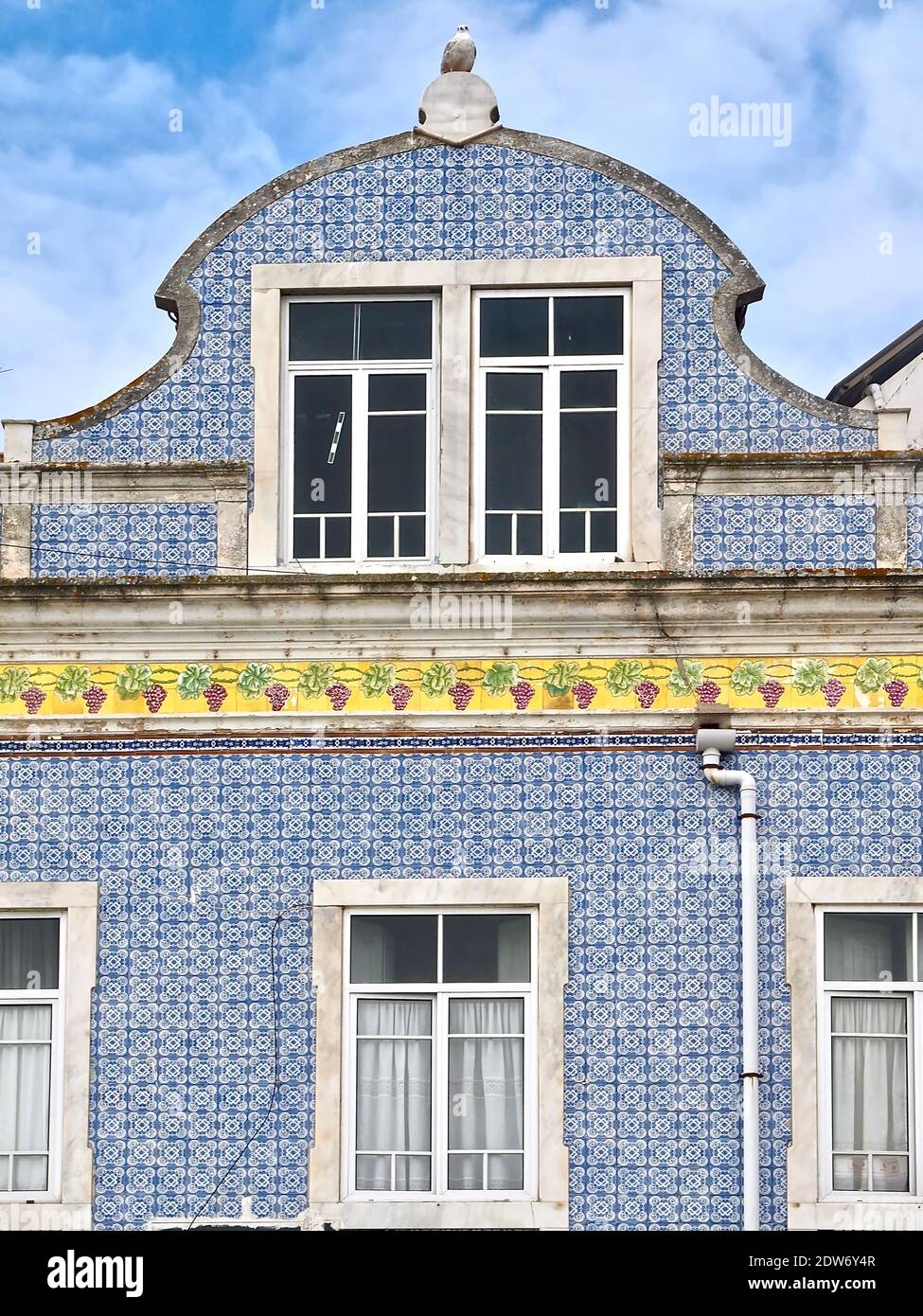 Portuguese house with blue tiles in Penche Stock Photo