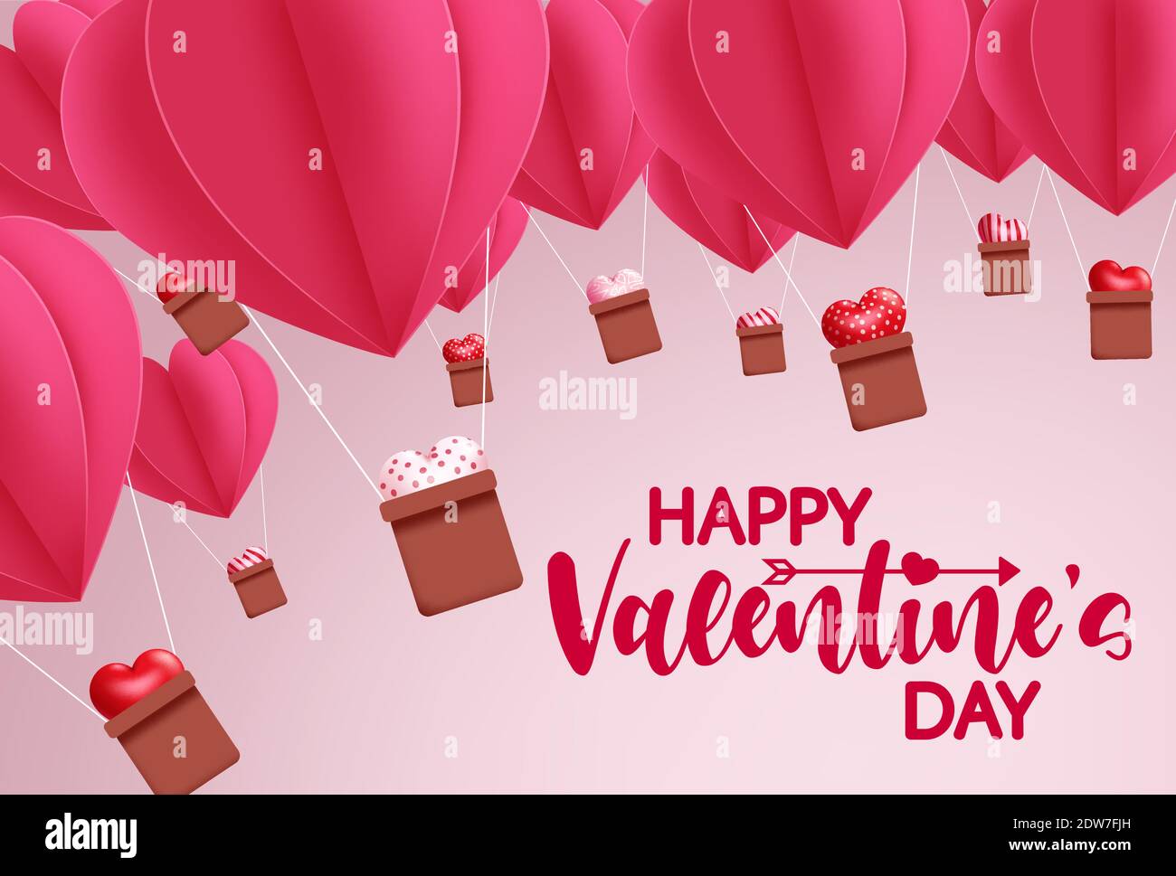 Valentines hot air balloon vector background design. Happy valentine's ...