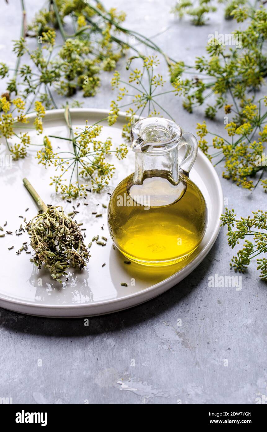 Olive oil with fennel seeds Stock Photo Alamy