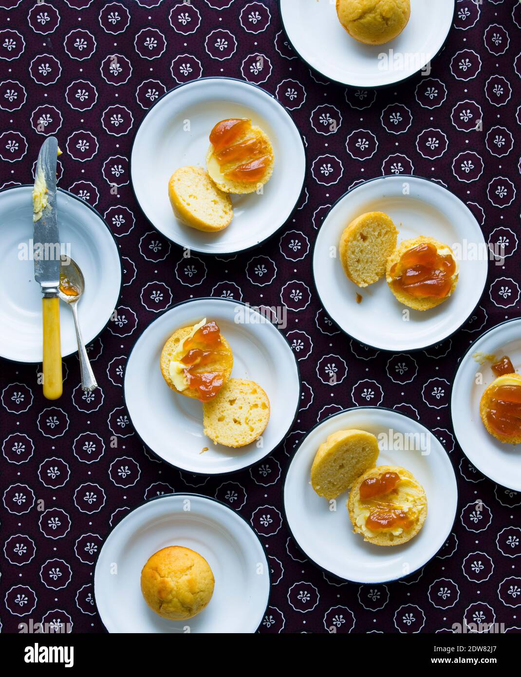 Scones butter & jam Stock Photo Alamy