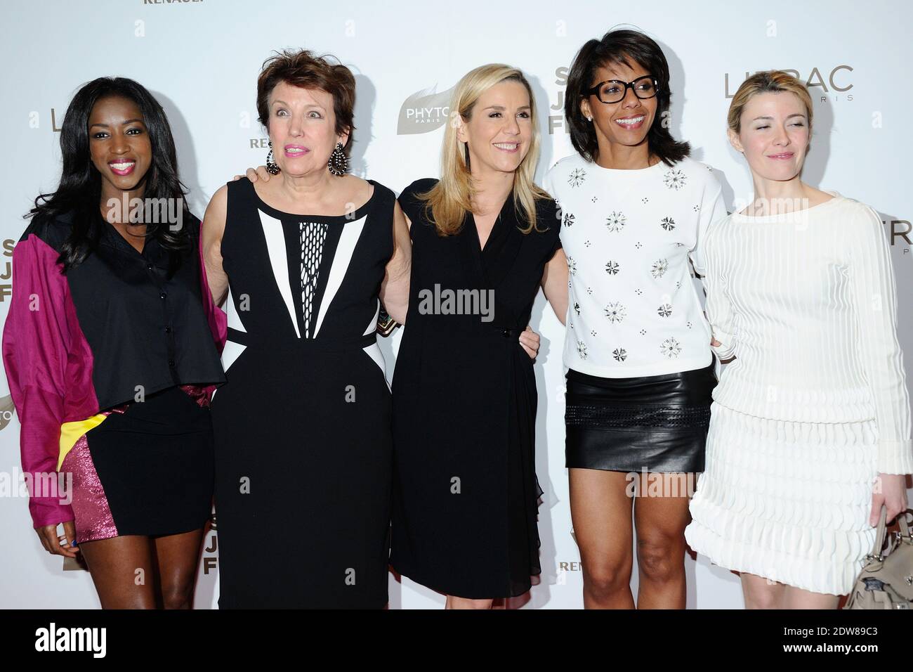 Hapsatou Sy, Roselyne Bachelot, Laurence Ferrari, Audrey Pulvar and  Elisabeth Bost attending the 'Sous les Jupes des Filles' Premiere at UGC  Normandie in Paris, France, on June 02, 2014. Photo by Aurore