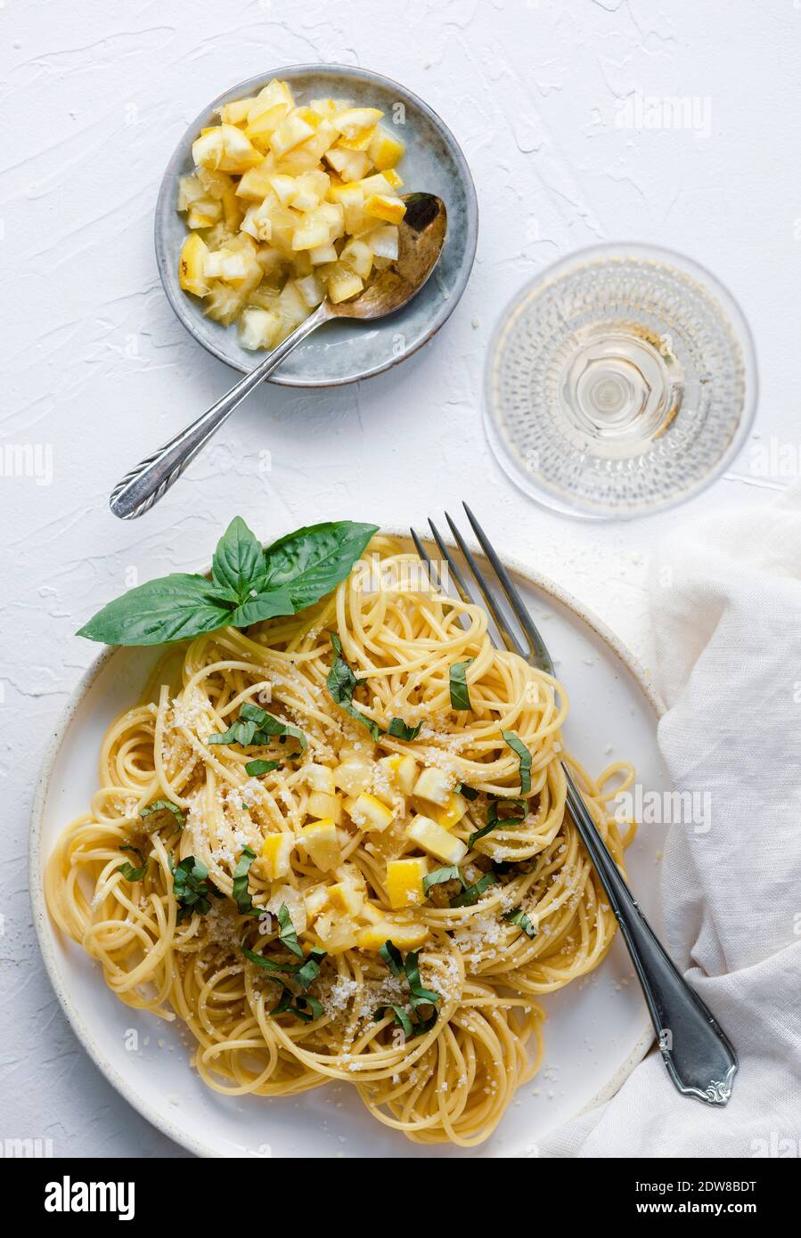 Pasta with preserved lemons Stock Photo
