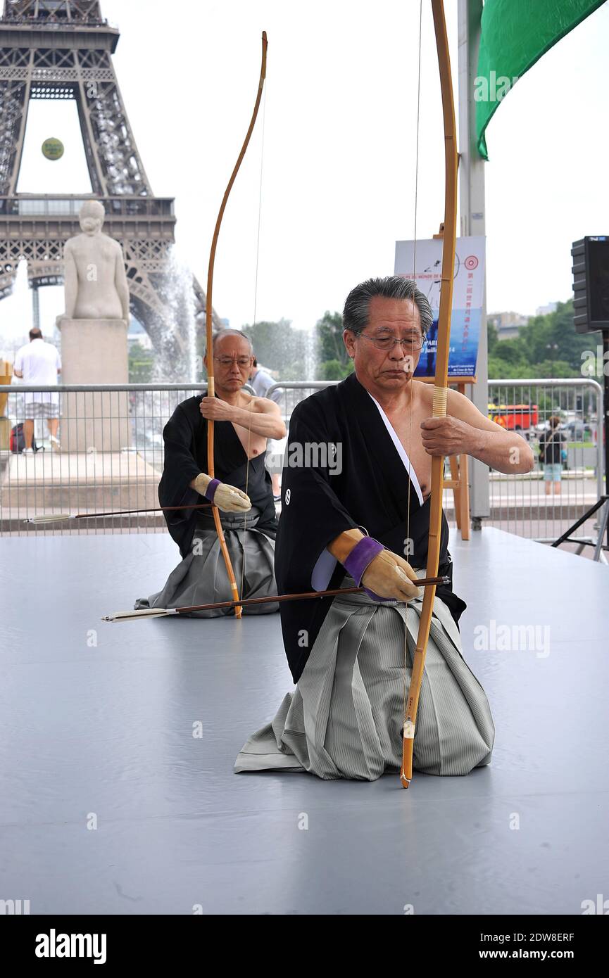 Demonstration of Kyudo, a Japanese martial art form of archery, in