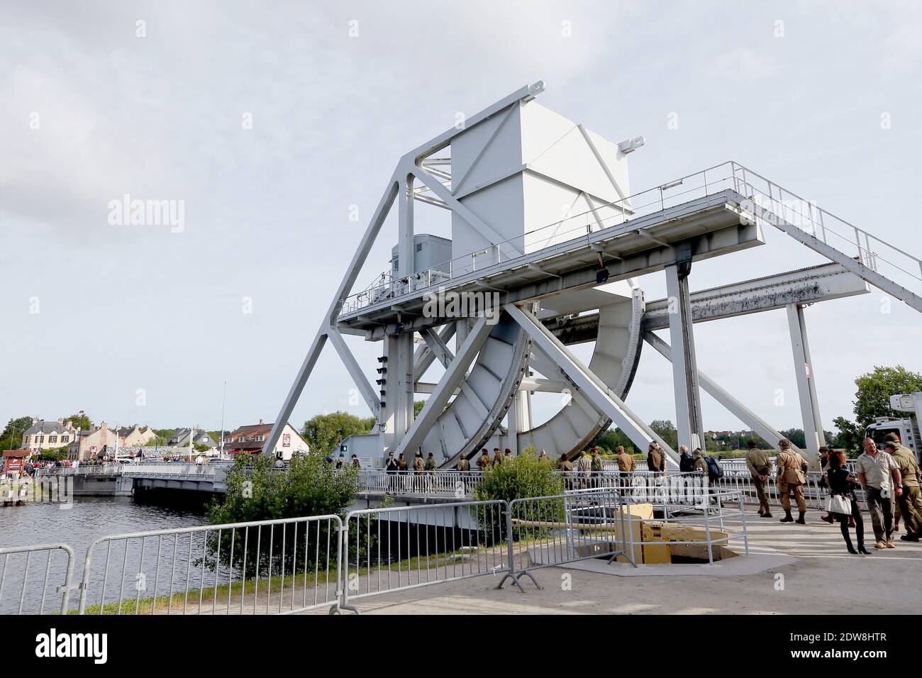 Atmosphere at Pegasus Bridge to lay a wreath at the Glider Pilot Memorial in Benouville as part of the official ceremonies on the occasion of the D-Day 70th Anniversary, on June 5, 2014 in Normandy, France. Photo by Patrick Bernard/ ABACAPRESS.COM Stock Photo