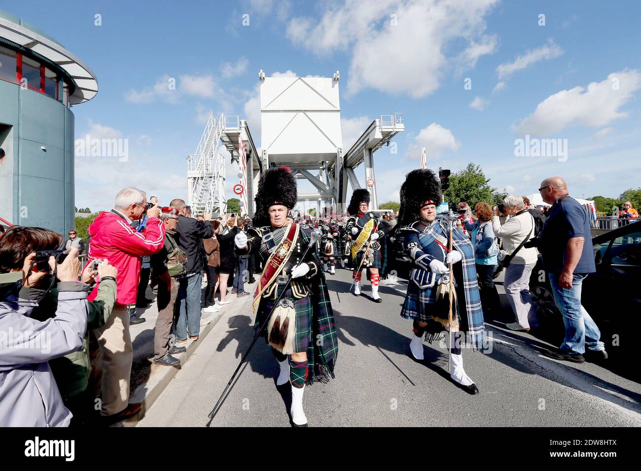 Atmosphere at Pegasus Bridge to lay a wreath at the Glider Pilot Memorial in Benouville as part of the official ceremonies on the occasion of the D-Day 70th Anniversary, on June 5, 2014 in Normandy, France. Photo by Patrick Bernard/ ABACAPRESS.COM Stock Photo