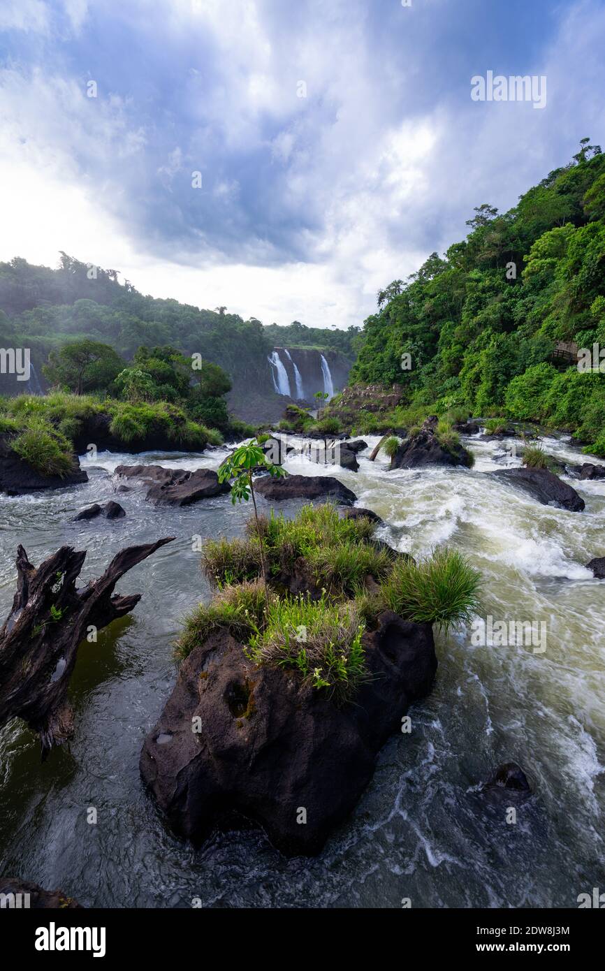 One of the biggest waterfalls of the world, Foz do Iguaçu (Iguazu Falls), as seen from the Brazilian side Stock Photo