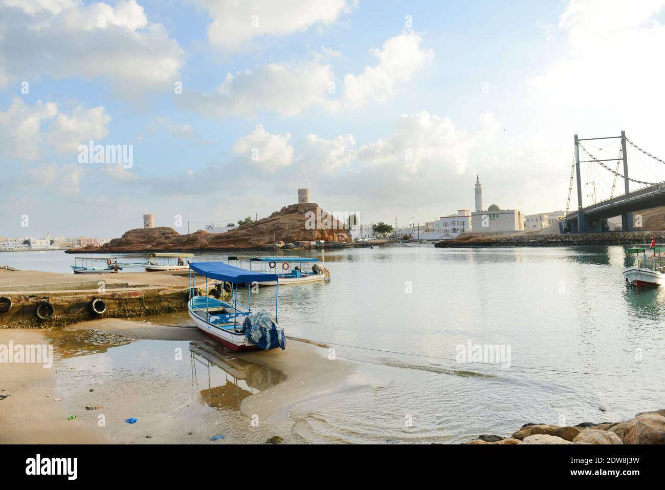 The Creek suspension bridge in Sur, Oman Stock Photo Alamy