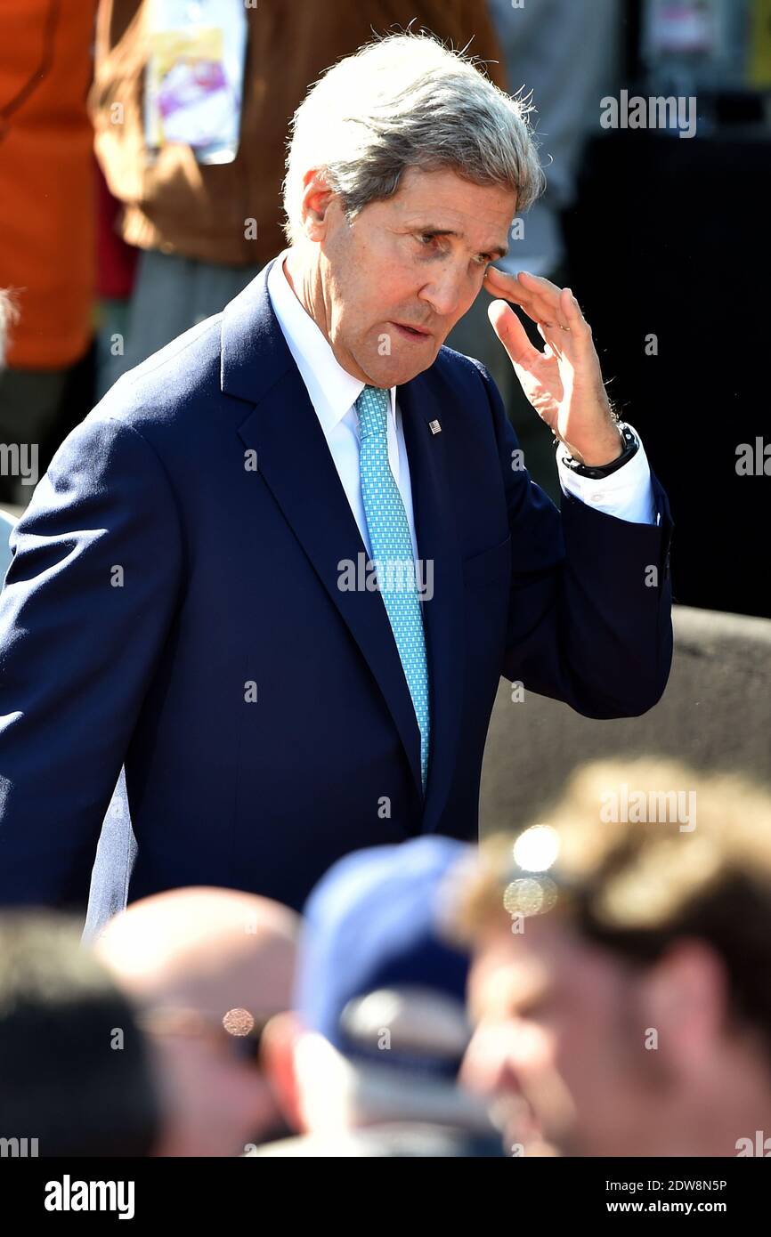 U.S. Secretary of State John Kerry attends the bi-national France-USA ceremony at the American cemetery in Colleville, as part of the official ceremonies on the occasion of the D-Day 70th Anniversary, on June 6, 2014 in Normandy, France. Photo by Abd Rabbo-Bernard-Gouhier-Mousse/ABACAPRESS.COM Stock Photo