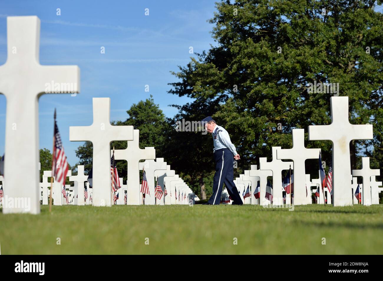 Atmosphere at the bi-national France-USA ceremony at the American cemetery in Colleville, as part of the official ceremonies on the occasion of the D-Day 70th Anniversary, on June 6, 2014 in Normandy, France. Photo by Abd Rabbo-Bernard-Gouhier-Mousse/ABACAPRESS.COM Stock Photo