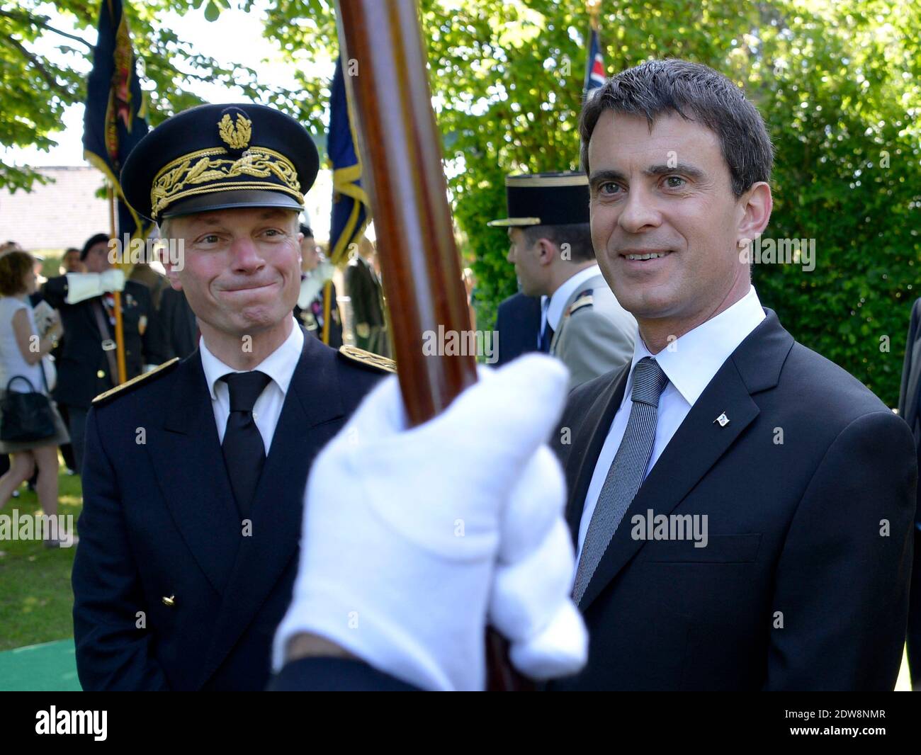 French Prime Minister Manuel Valls attend the bi-national France-UK ceremony at the Commonwealth War Graves Cemetery in Bayeux, as part of the official ceremonies on the occasion of the D-Day 70th Anniversary, on June 6, 2014 in Normandy, France. Photo by Abd Rabbo-Bernard-Gouhier-Mousse/ABACAPRESS.COM Stock Photo