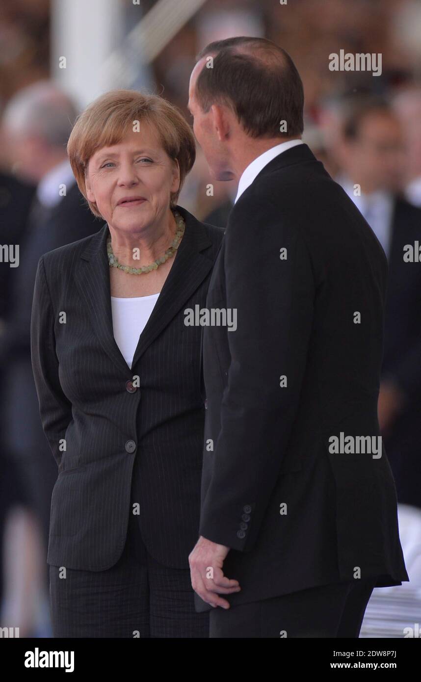 German Chancellor Angela Merkel attends the International Ceremony at Sword Beach in Ouistreham, as part of the official ceremonies on the occasion of the D-Day 70th Anniversary, on June 6, 2014 in Normandy, France. Photo by Abd Rabbo-Bernard-Gouhier-Mousse/ABACAPRESS.COM Stock Photo