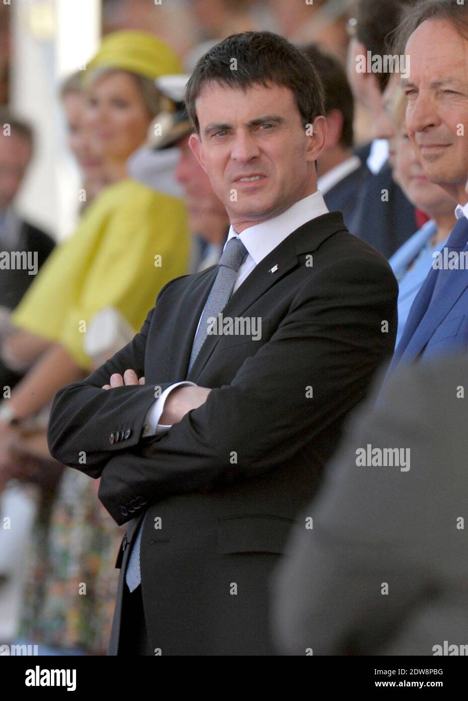 French PM, Manuel Valls attends the International Ceremony at Sword Beach in Ouistreham, as part of the official ceremonies on the occasion of the D-Day 70th Anniversary, on June 6, 2014 in Normandy, France. Photo by Abd Rabbo-Bernard-Gouhier-Mousse/ABACAPRESS.COM Stock Photo