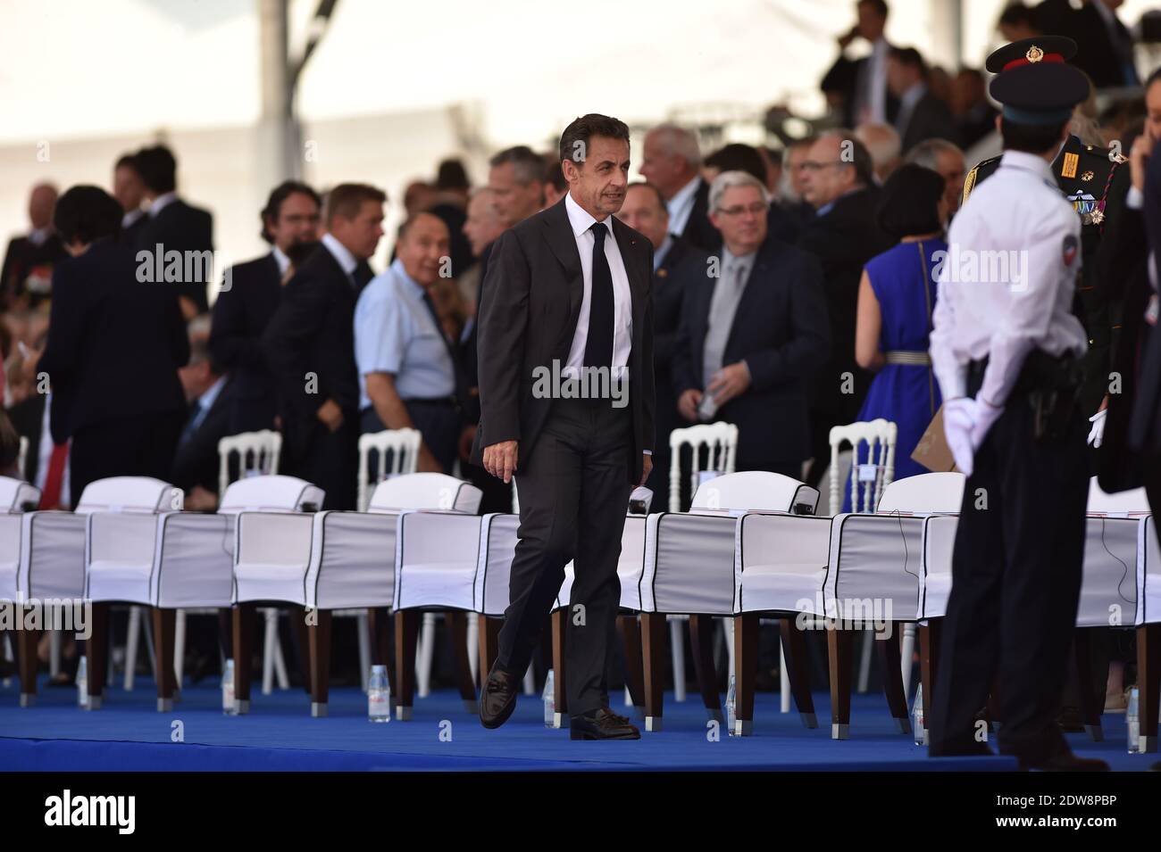 Nicolas Sarkozy attends the International Ceremony at Sword Beach in Ouistreham, as part of the official ceremonies on the occasion of the D-Day 70th Anniversary, on June 6, 2014 in Normandy, France. Photo by Abd Rabbo-Bernard-Gouhier-Mousse/ABACAPRESS.COM Stock Photo