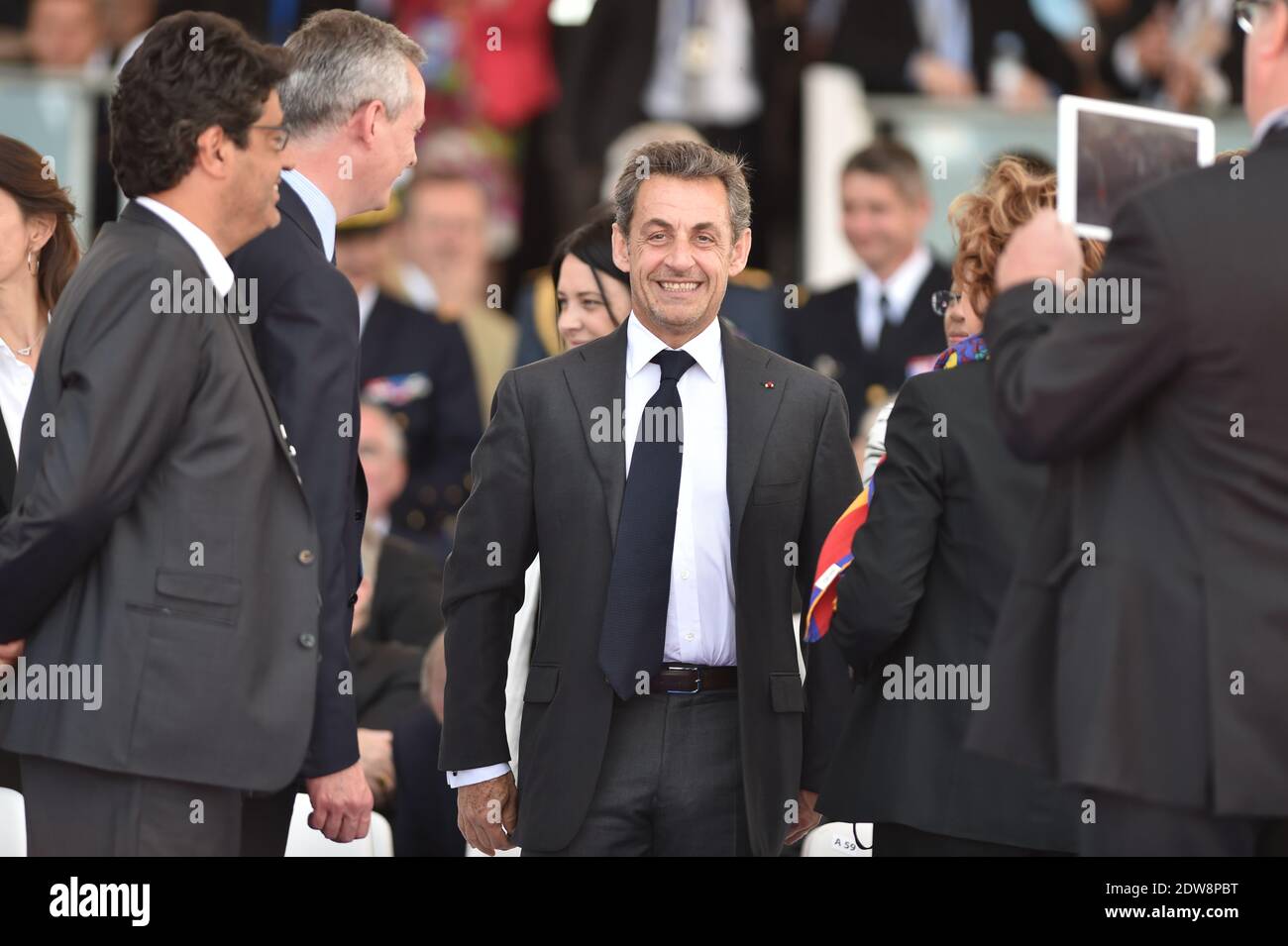 Nicolas Sarkozy attends the International Ceremony at Sword Beach in Ouistreham, as part of the official ceremonies on the occasion of the D-Day 70th Anniversary, on June 6, 2014 in Normandy, France. Photo by Abd Rabbo-Bernard-Gouhier-Mousse/ABACAPRESS.COM Stock Photo