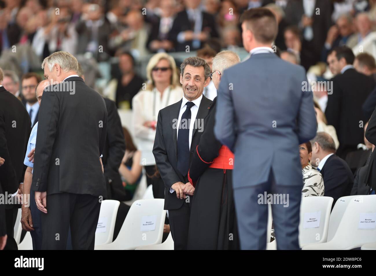 Nicolas Sarkozy attends the International Ceremony at Sword Beach in Ouistreham, as part of the official ceremonies on the occasion of the D-Day 70th Anniversary, on June 6, 2014 in Normandy, France. Photo by Abd Rabbo-Bernard-Gouhier-Mousse/ABACAPRESS.COM Stock Photo