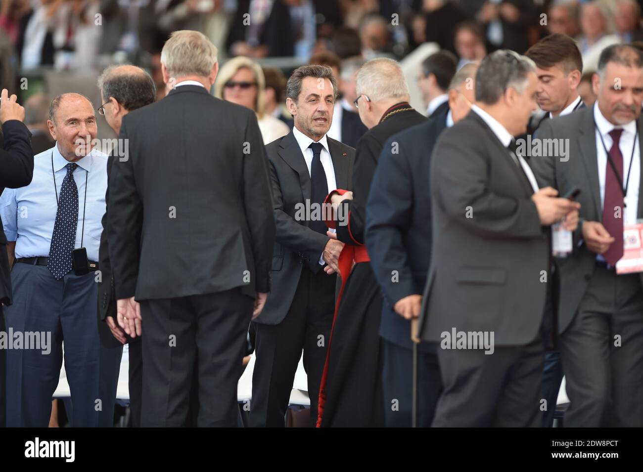 Nicolas Sarkozy attends the International Ceremony at Sword Beach in Ouistreham, as part of the official ceremonies on the occasion of the D-Day 70th Anniversary, on June 6, 2014 in Normandy, France. Photo by Abd Rabbo-Bernard-Gouhier-Mousse/ABACAPRESS.COM Stock Photo