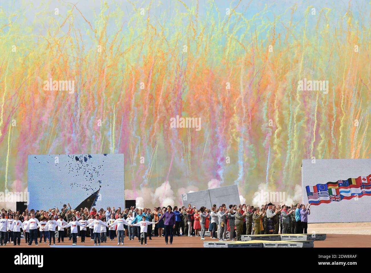 Atmosphere at the International Ceremony at Sword Beach in Ouistreham, as part of the official ceremonies on the occasion of the D-Day 70th Anniversary, on June 6, 2014 in Normandy, France. Photo by Abd Rabbo-Bernard-Gouhier-Mousse/ABACAPRESS.COM Stock Photo