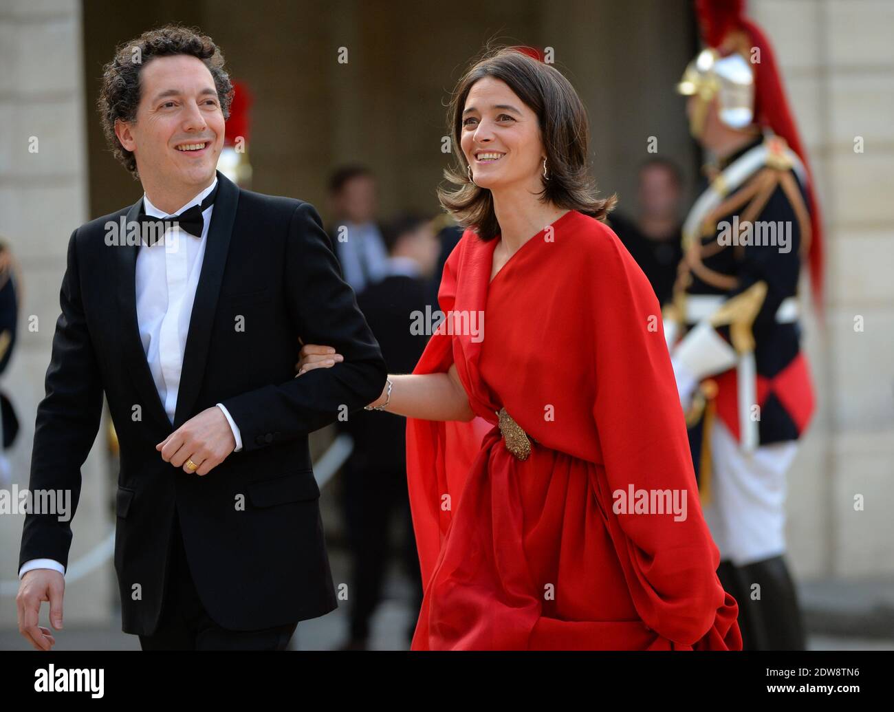 Guillaume Gallienne and Amandine Gallienne attend the State Banquet given in honour of HM The Queen Elizabeth II by French President Francois Hollande at the Elysee Palace, as part of the official ceremonies of the 70th Anniversary of the D Day, on June 6, 2014, in Paris, France. Photo by Christian Liewig/ABACAPRESS.COM Stock Photo