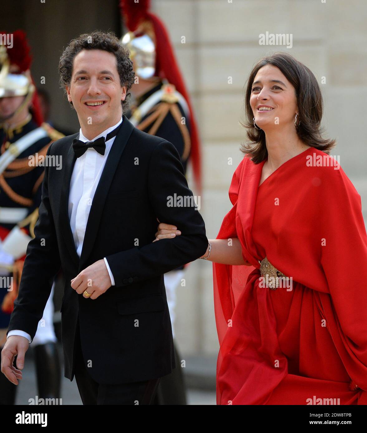 Guillaume Gallienne and Amandine Gallienne attend the State Banquet given in honour of HM The Queen Elizabeth II by French President Francois Hollande at the Elysee Palace, as part of the official ceremonies of the 70th Anniversary of the D Day, on June 6, 2014, in Paris, France. Photo by Christian Liewig/ABACAPRESS.COM Stock Photo