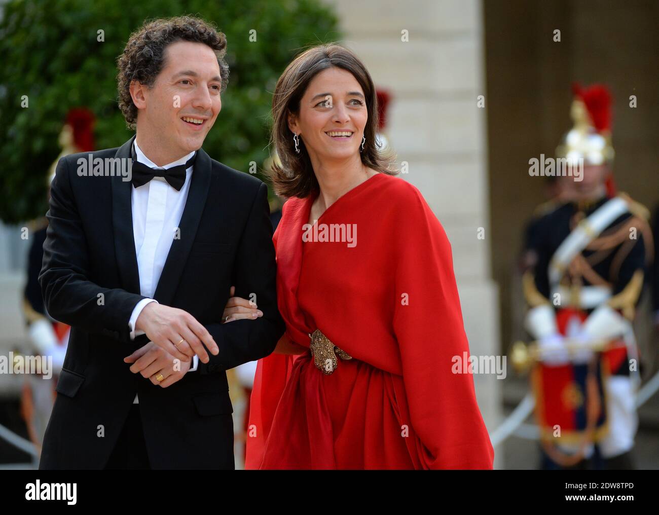 Guillaume Gallienne and Amandine Gallienne attend the State Banquet given in honour of HM The Queen Elizabeth II by French President Francois Hollande at the Elysee Palace, as part of the official ceremonies of the 70th Anniversary of the D Day, on June 6, 2014, in Paris, France. Photo by Christian Liewig/ABACAPRESS.COM Stock Photo