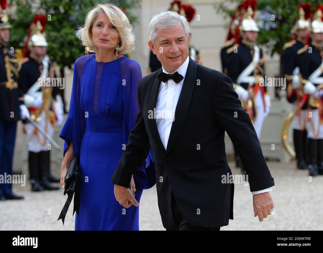French President of the National Assembly Claude Bartolone and his wife Veronique Ragusa attend the State Banquet given in honour of HM The Queen Elizabeth II by French President Francois Hollande at the Elysee Palace, as part of the official ceremonies of the 70th Anniversary of the D Day, on June 6, 2014, in Paris, France. Photo by Christian Liewig/ABACAPRESS.COM Stock Photo