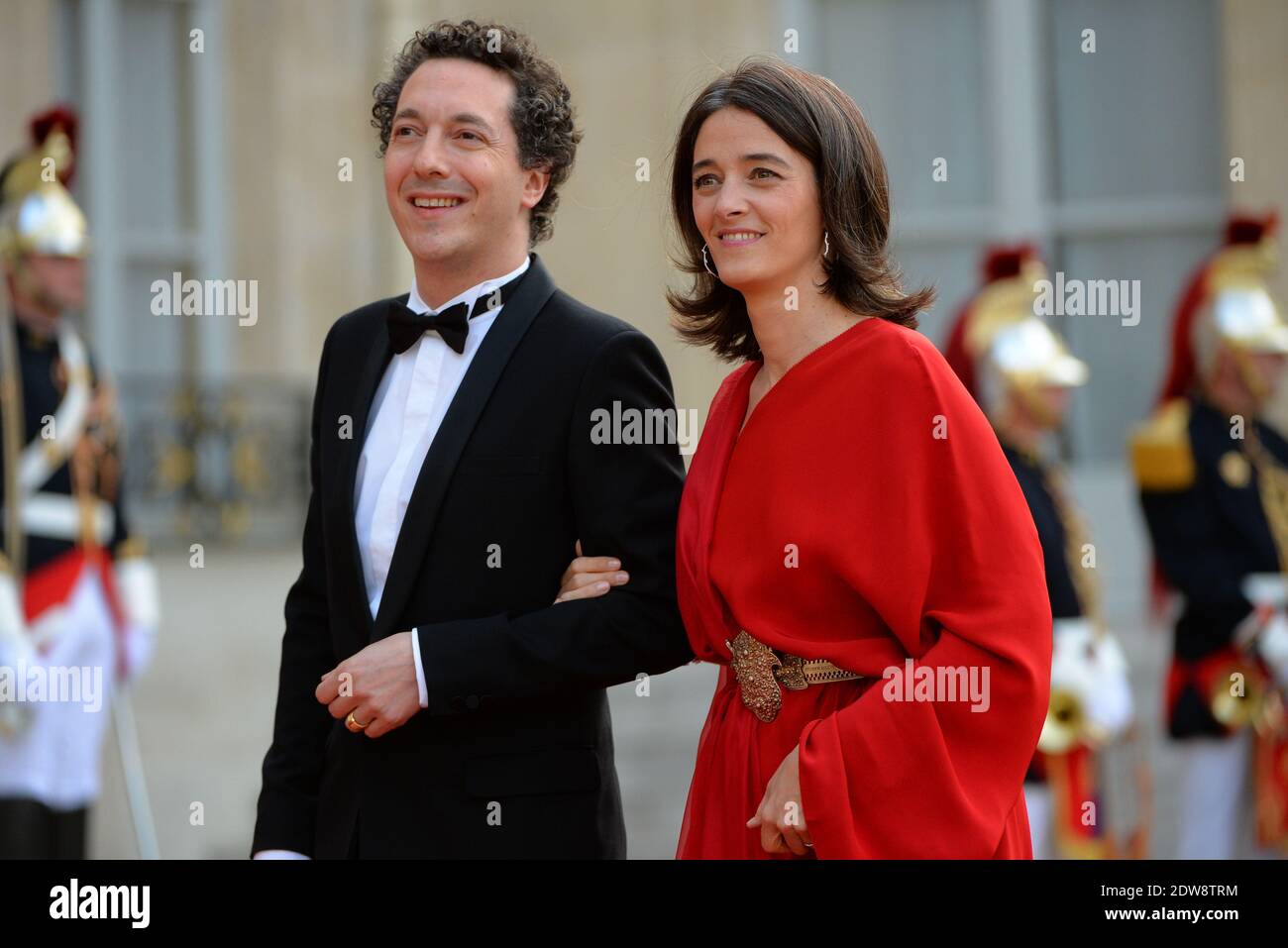 Guillaume Gallienne and Amandine Gallienne attend the State Banquet given in honour of HM The Queen Elizabeth II by French President Francois Hollande at the Elysee Palace, as part of the official ceremonies of the 70th Anniversary of the D Day, on June 6, 2014, in Paris, France. Photo by Christian Liewig/ABACAPRESS.COM Stock Photo