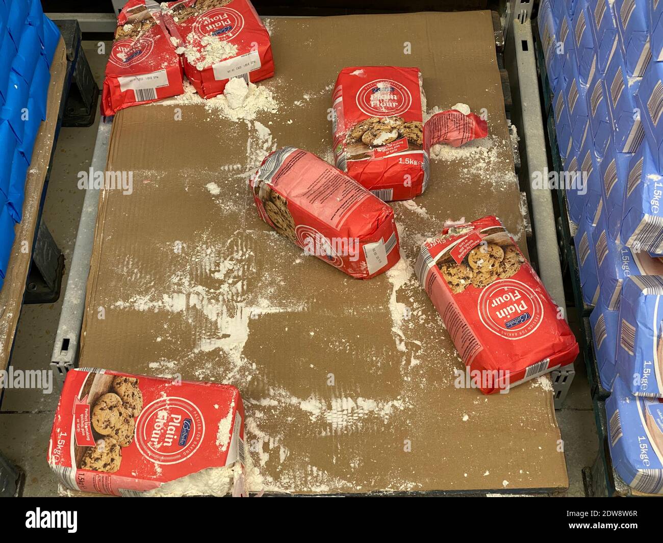 Burst Few Remaining Packs of Baking Flour at a Lidl Supermarket Stock