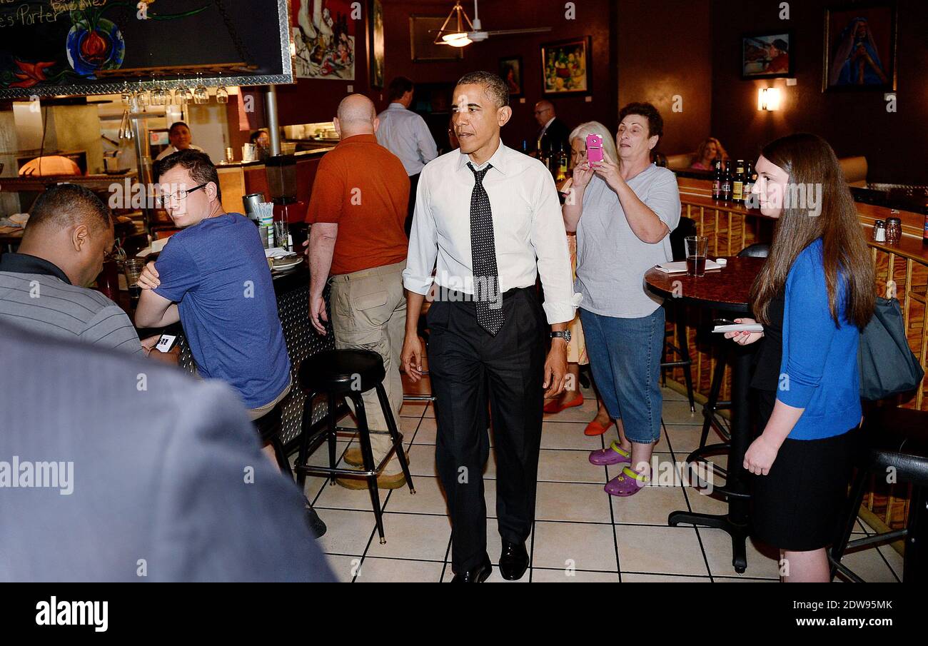 President Barack Obama and Secretary Duncan have lunch at FireFlies Restaurant in the Del Ray neighborhood of Alexandria, Virginia, VA, USA, on June 10, 2014. Photo by Olivier Douliery/ABACAPRESS.COM Stock Photo