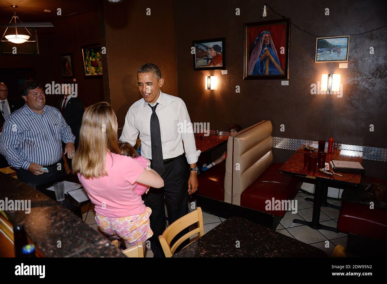 President Barack Obama and Secretary Duncan have lunch at FireFlies Restaurant in the Del Ray neighborhood of Alexandria, Virginia, VA, USA, on June 10, 2014. Photo by Olivier Douliery/ABACAPRESS.COM Stock Photo