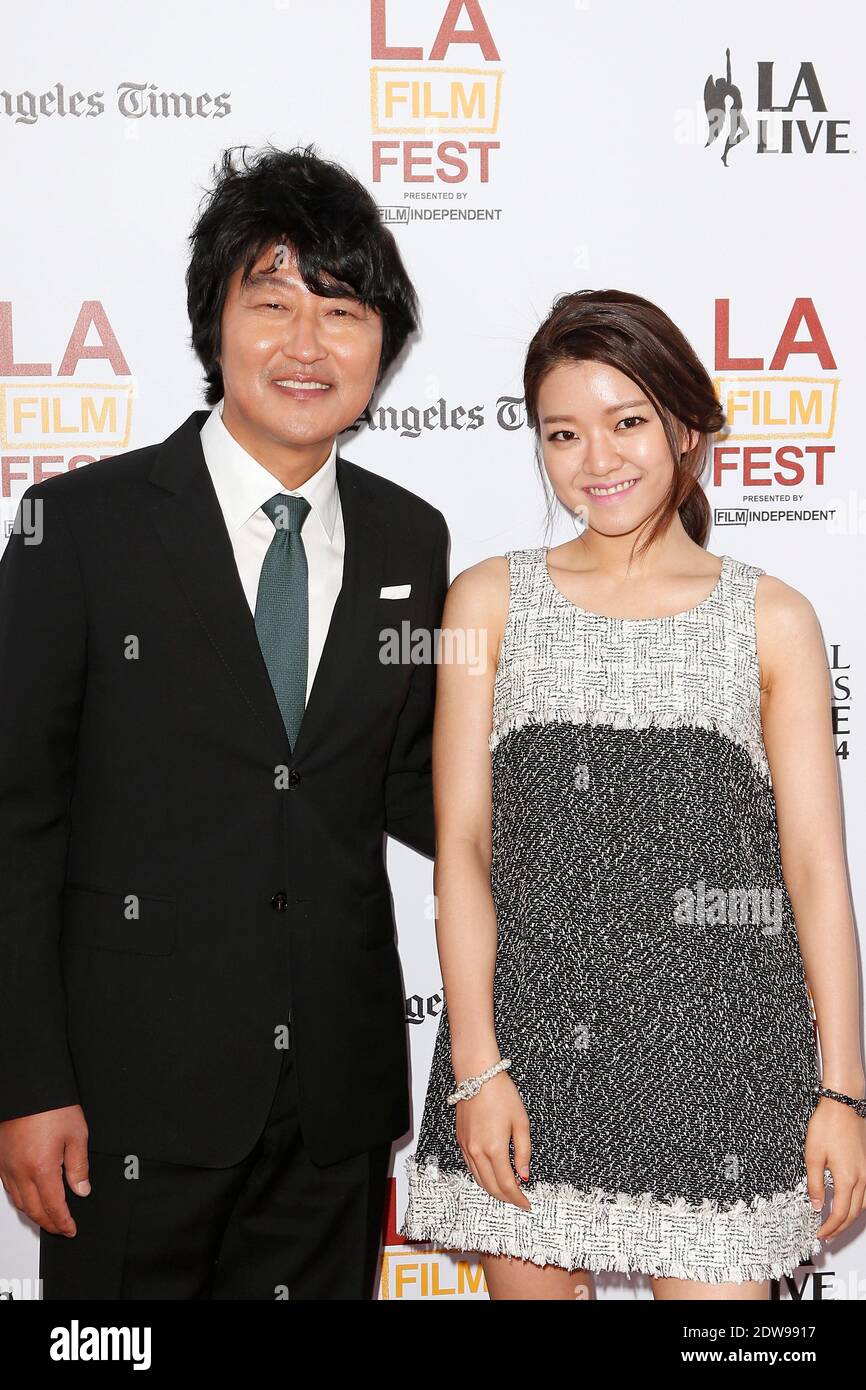 Kang-ho Song and Ah-sung Ko attend the opening night premiere of Snowpiercer during the 2014 Los Angeles Film Festival at Regal Cinemas L.A. Live, in Los Angeles, CA, USA, on June 11, 2014. Photo by Julian Da Costa/ABACAPRESS.COM Stock Photo