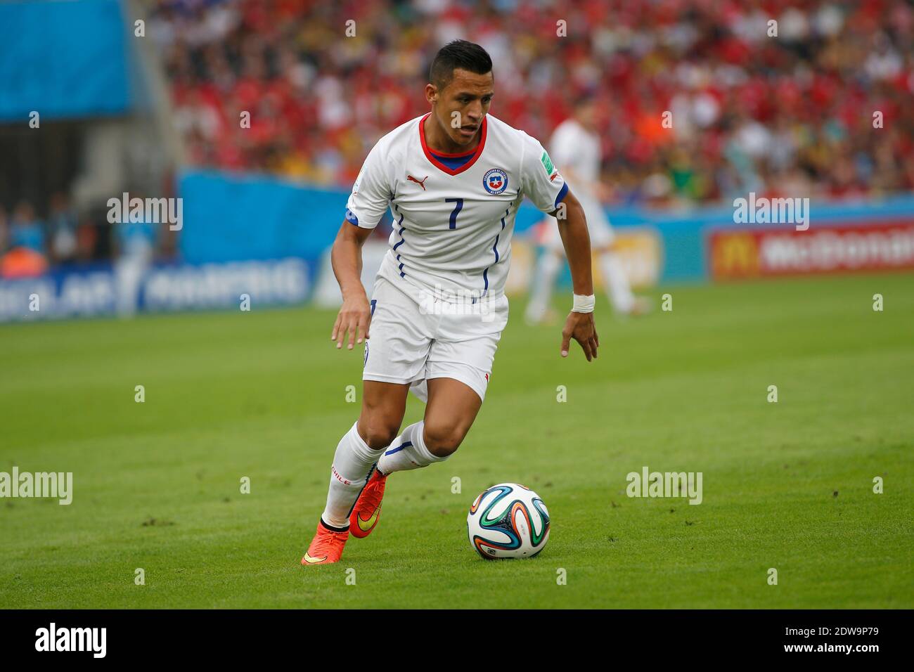 Alexis Sanchez Chile during Soccer World Cup 2014 First round Group B match Spain v Chile at Maracana Stadium, Rio de Janeiro, Brazil , on June 18, 2014. Chile won 2-0 and ousted the defending champions from the competition. Photo by Giuliano Bevilacqua/ABACAPRESS.COM Stock Photo
