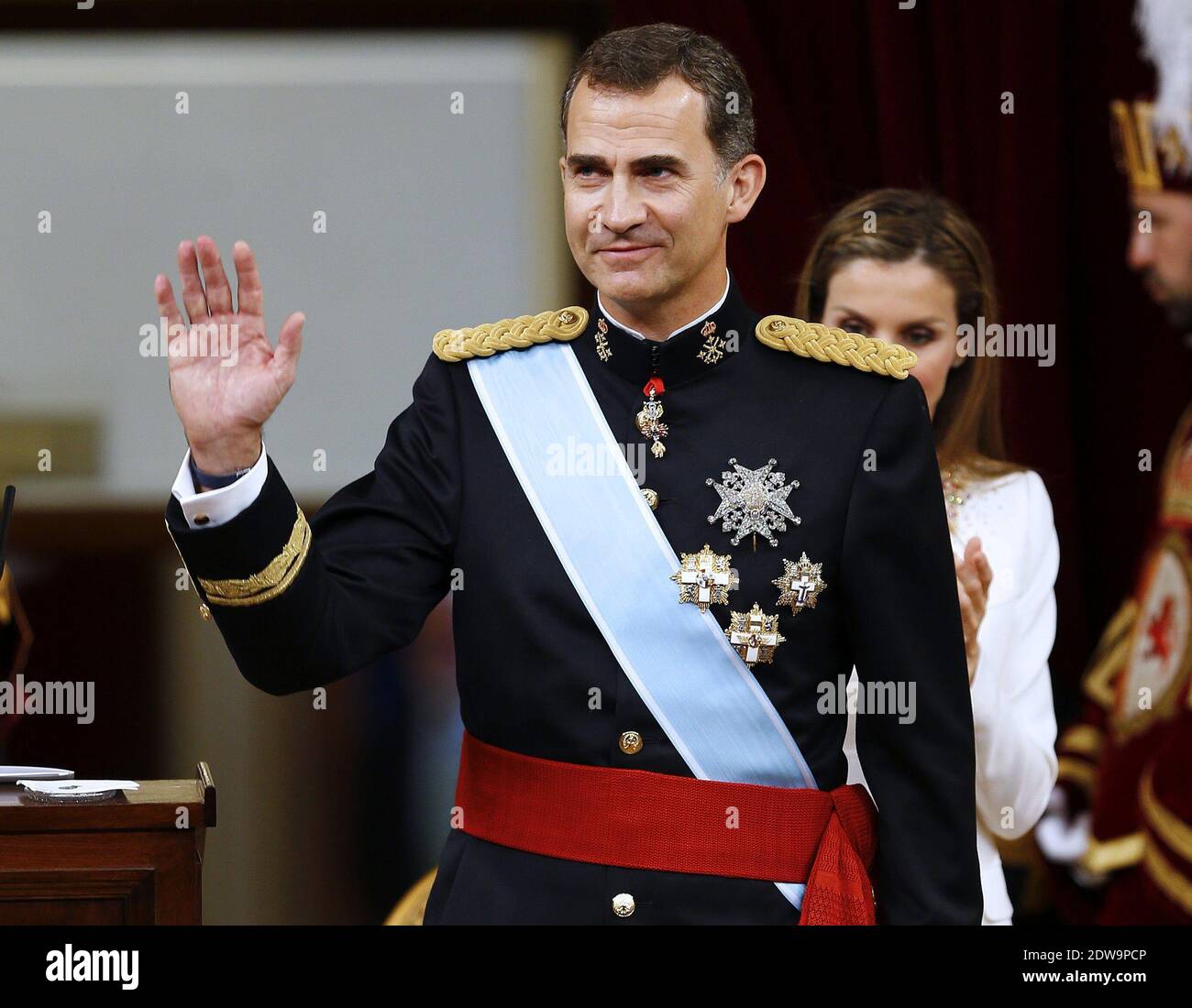 King Felipe VI of Spain at the Congress during the Kings first speech