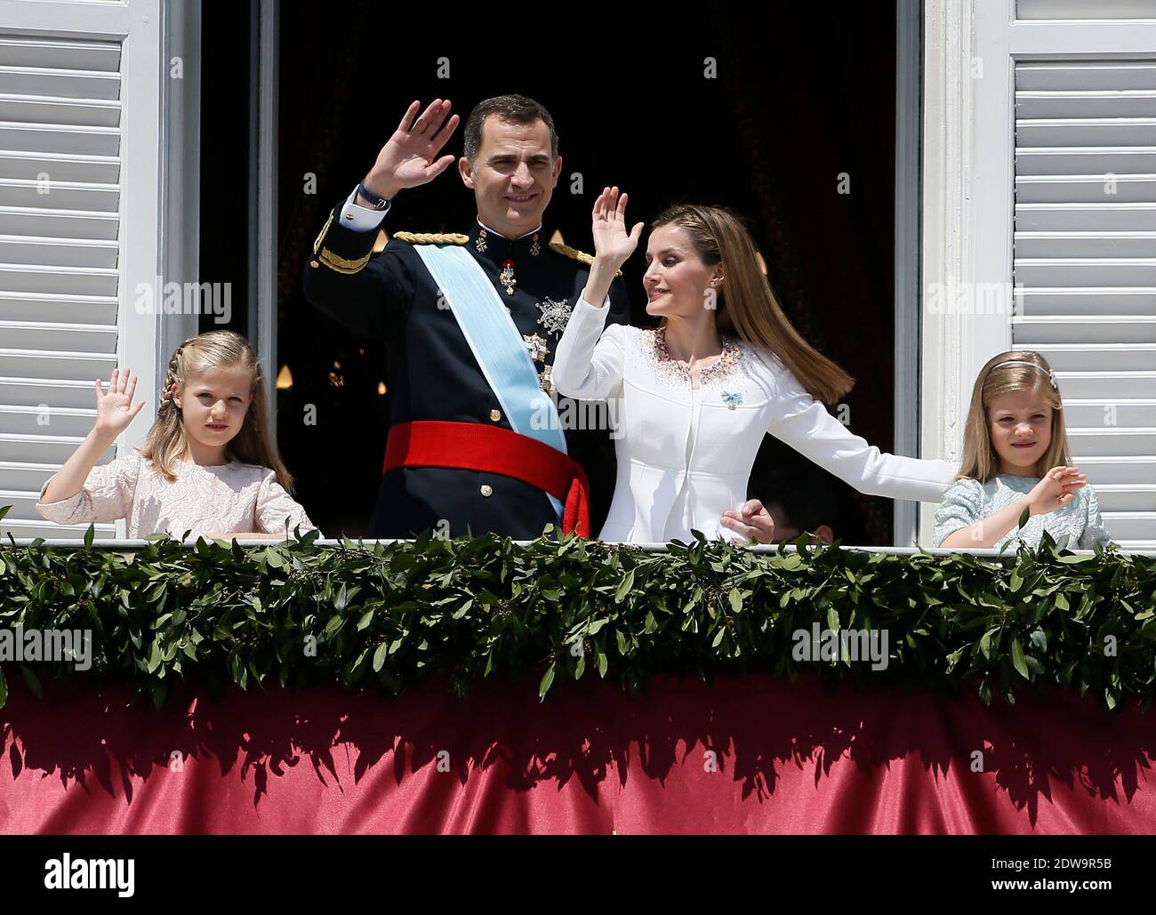 King Felipe VI of Spain, Queen Letizia of Spain, Princess Sofia and  Princess Leonor at the Congress during the Kings first speech to make his  proclamation as King of Spain to the