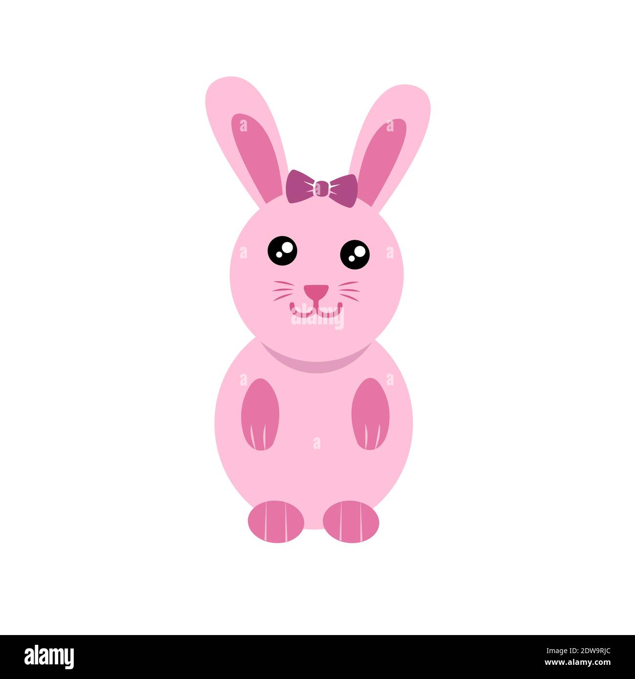 Baby rabbit. Cute pink bunny vector on a white background