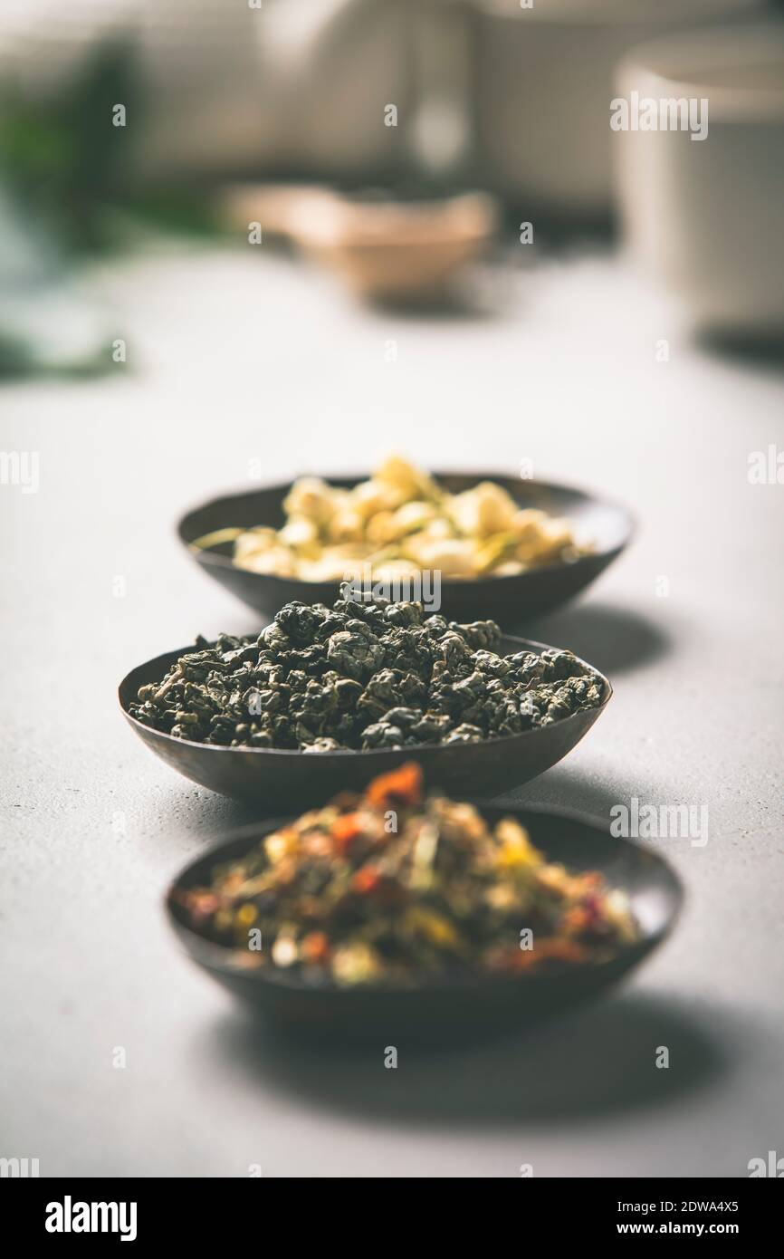 Tea composition on tropical leaves background- healthy life and ...