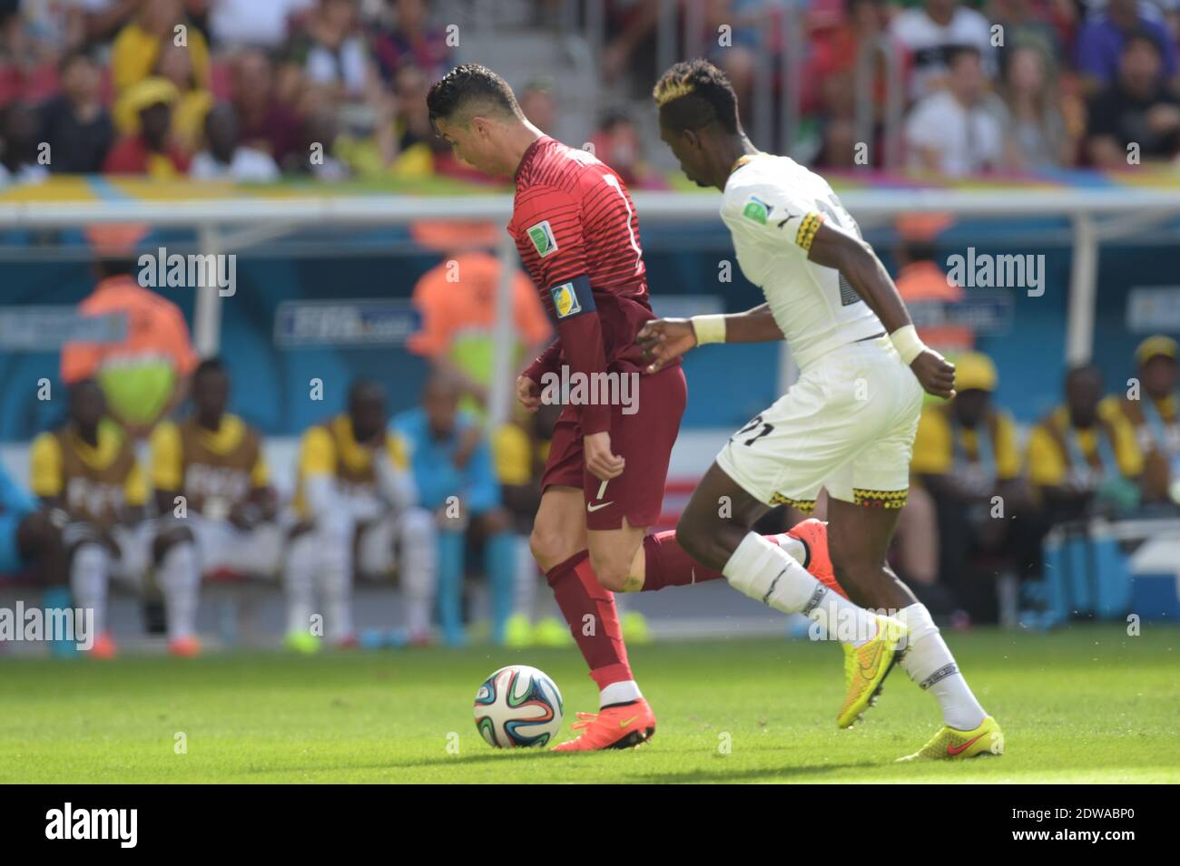 Portugal's Cristiano Ronaldo during Soccer World Cup 2014 First round Group G match Ghana v Portugal at National Stadium, Brasilia, Brazil on June 26, 2014. Portugal won 2-1. Photo by Henri Szwarc/ABACAPRESS.COM Stock Photo